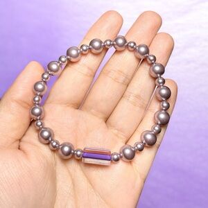 Purple Pearl Beaded Stretch Bracelet - Brand
